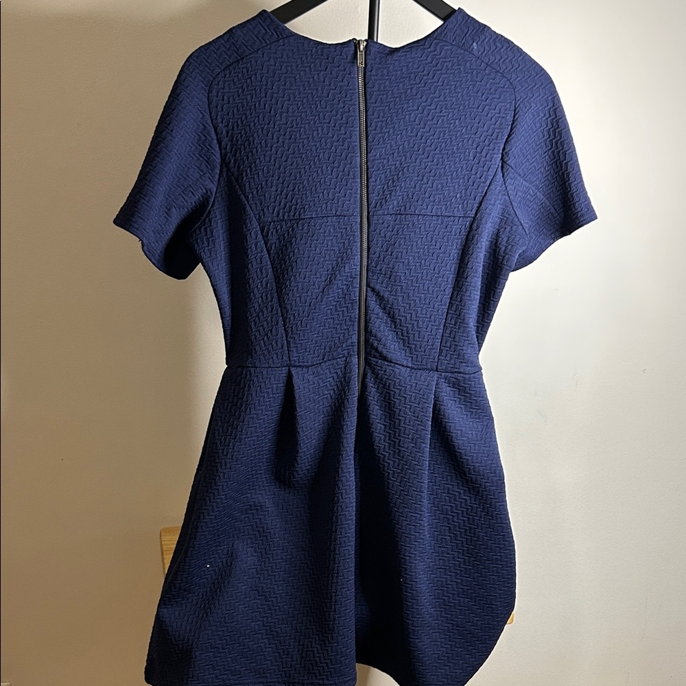 Topshop Navy Textured Mini Dress - Picture 6 of 12
